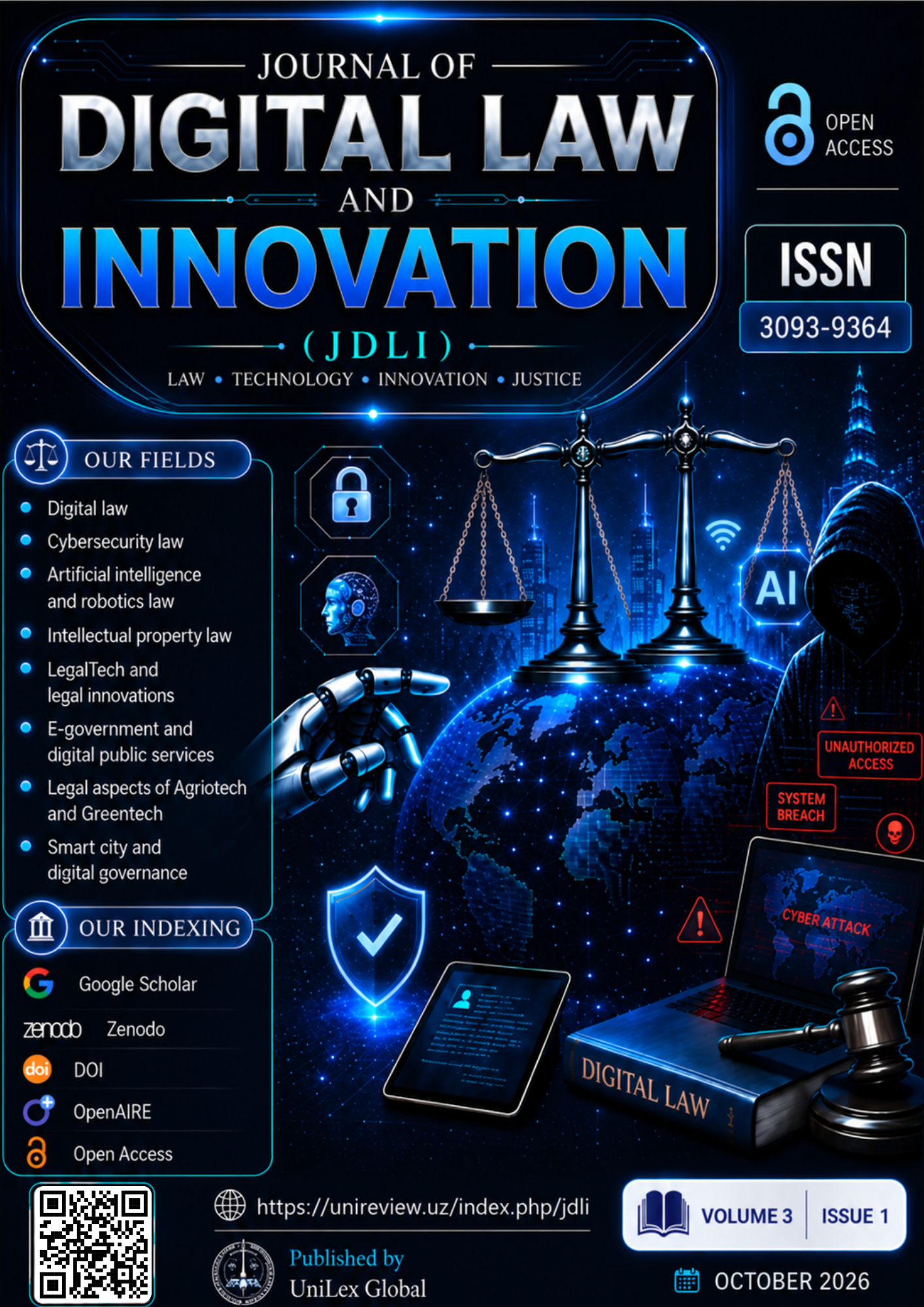 					View Vol. 3 No. 1 (2026):  Raqamli huquq va innovatsiya jurnali / Journal of Digital Law and Innovation
				